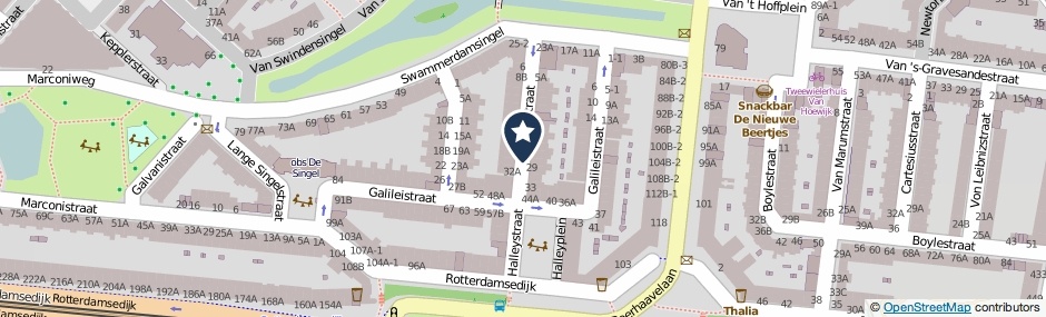 Kaartweergave Halleystraat in Schiedam