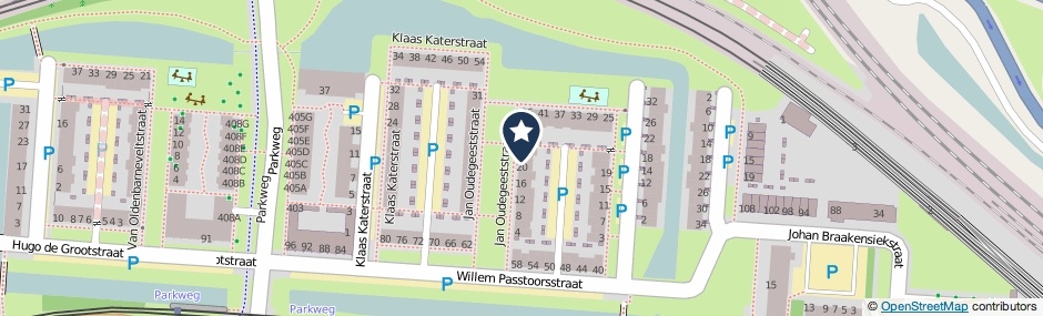 Kaartweergave Jan Oudegeeststraat 22 in Schiedam