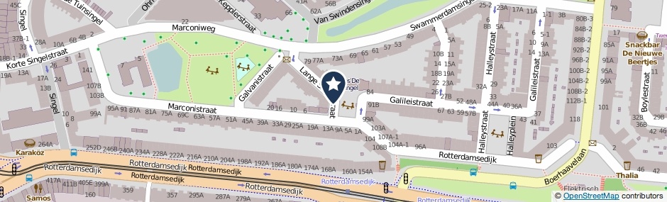 Kaartweergave Lange Singelstraat in Schiedam