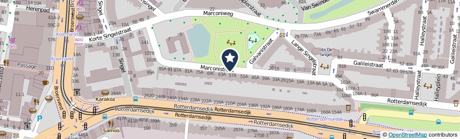 Kaartweergave Marconistraat in Schiedam