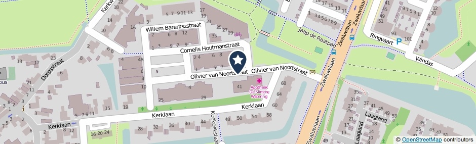 Kaartweergave Olivier Van Noortstraat in Schiedam