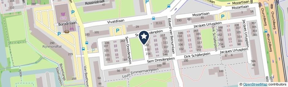 Kaartweergave Sem Dresdenplein in Schiedam