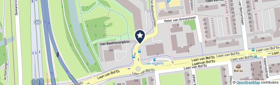Kaartweergave Van Beethovenplein in Schiedam