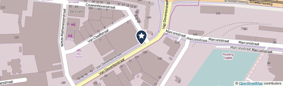 Kaartweergave Van Deventerstraat in Schiedam