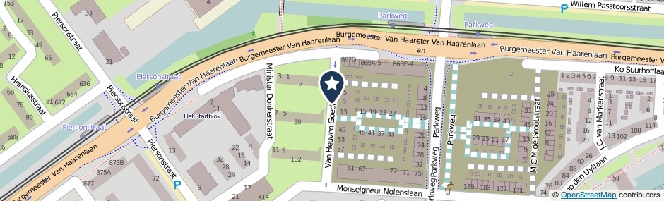 Kaartweergave Van Heuven Goedhartstraat in Schiedam