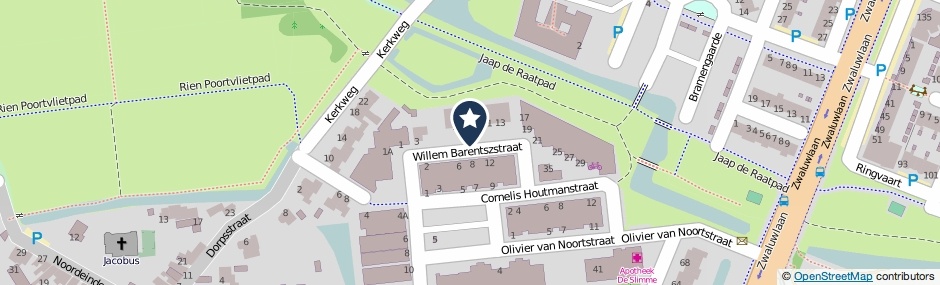 Kaartweergave Willem Barentszstraat in Schiedam