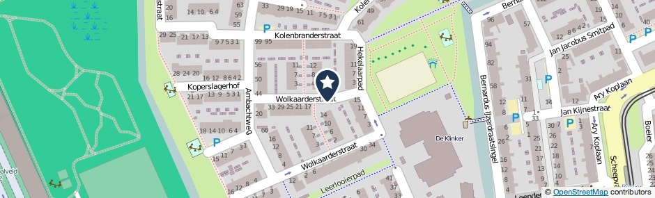 Kaartweergave Wolkaarderstraat in Schiedam