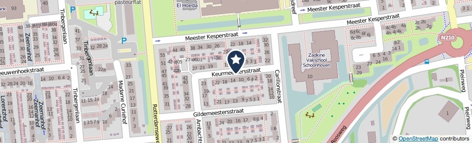 Kaartweergave Keurmeestersstraat in Schoonhoven