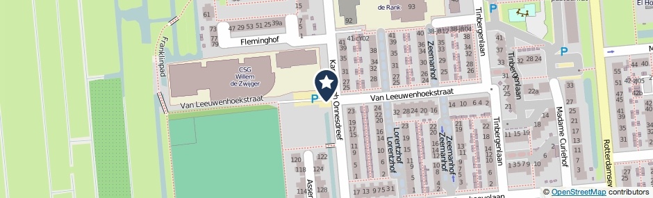 Kaartweergave Van Leeuwenhoekstraat in Schoonhoven