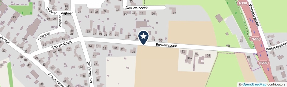 Kaartweergave Roskamstraat in Sint Jansteen
