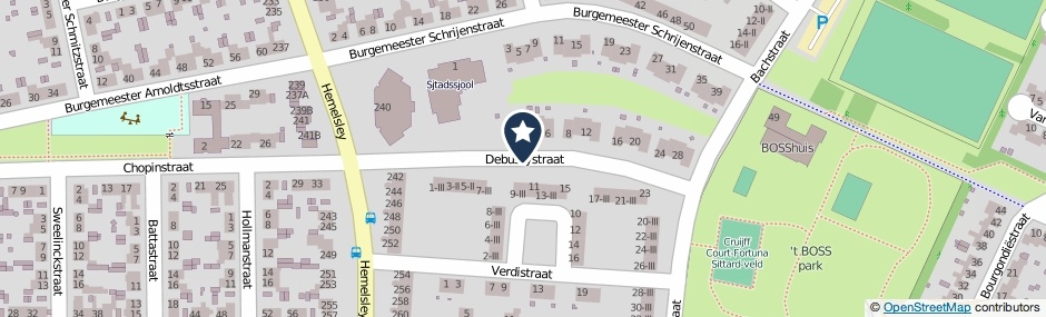 Kaartweergave Debussystraat in Sittard