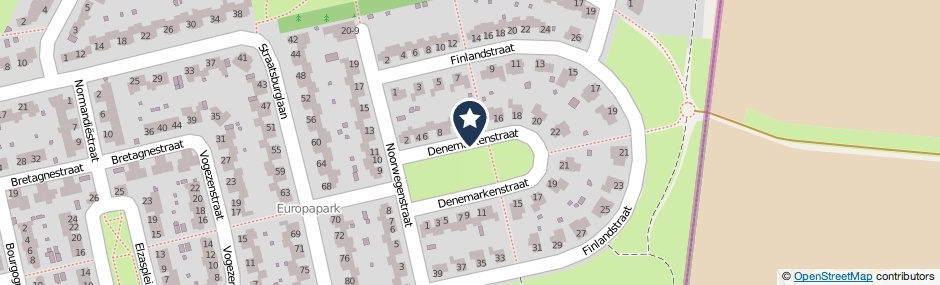 Kaartweergave Denemarkenstraat in Sittard