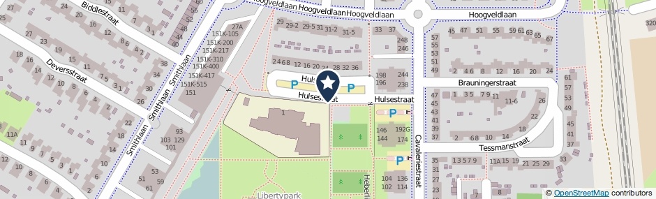 Kaartweergave Hulsestraat in Sittard