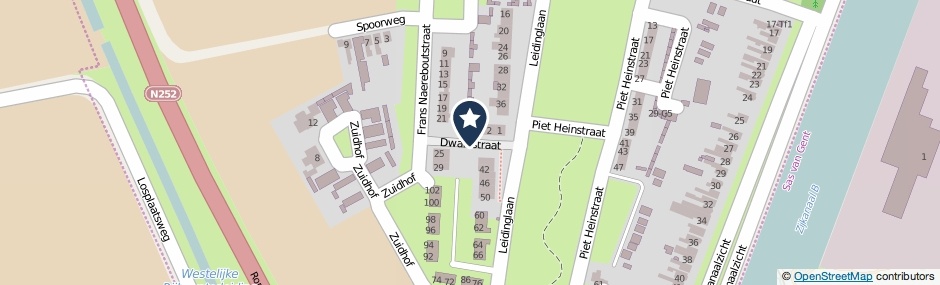 Kaartweergave Dwarsstraat in Sluiskil