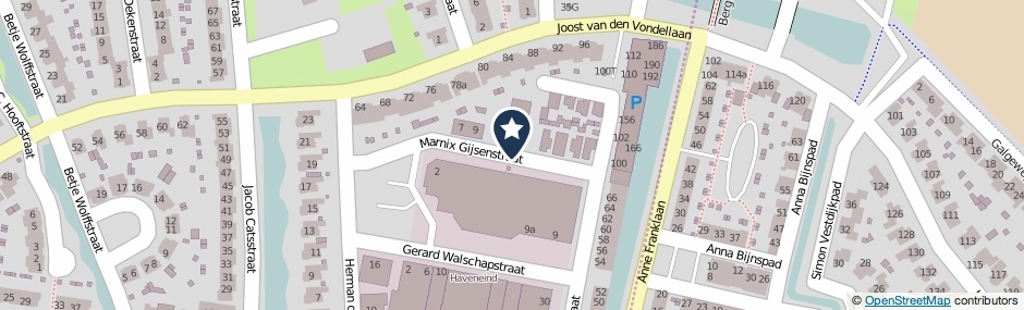 Kaartweergave Marnix Gijsenstraat in Sommelsdijk