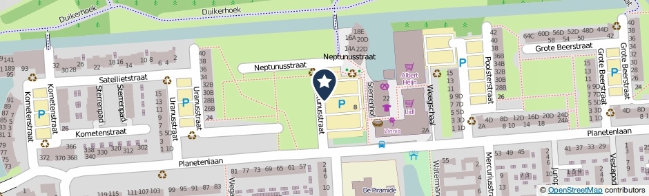 Kaartweergave Neptunusstraat in Spijkenisse