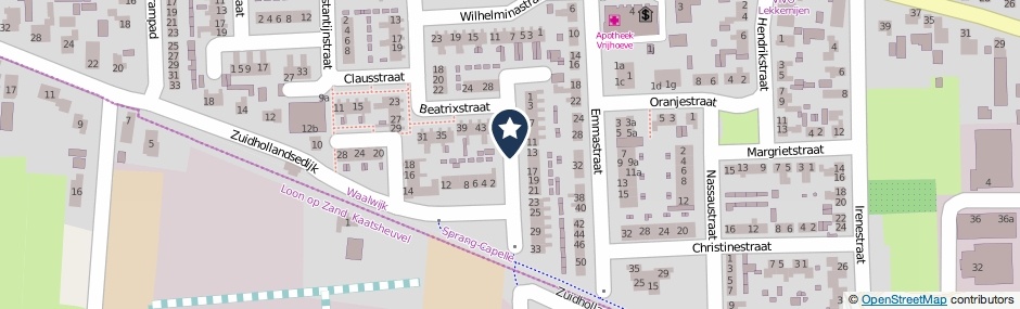 Kaartweergave Willem Alexanderstraat in Sprang-Capelle