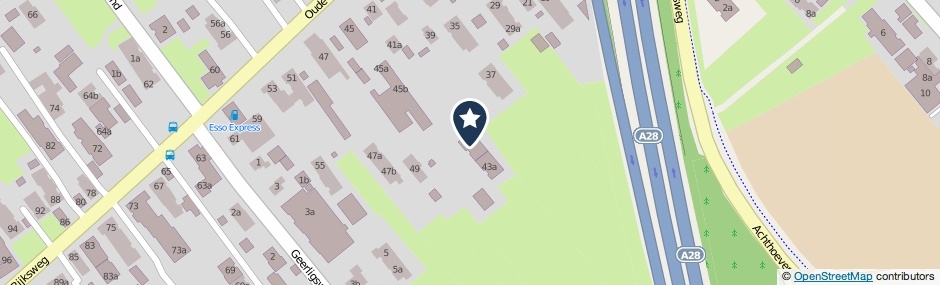 Kaartweergave Oude Rijksweg 43 in Staphorst