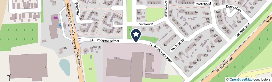 Kaartweergave J.L.Brooijmansdreef in Steenbergen (Noord-Brabant)