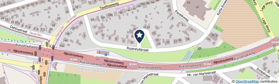 Kaartweergave Rozenhofstraat in Steenenkamer