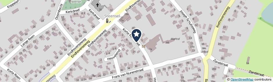 Kaartweergave Korte Kerkstraat in Steensel