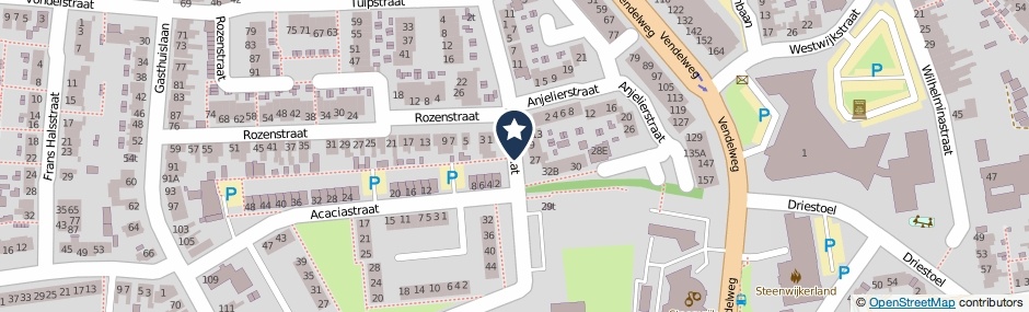 Kaartweergave Bloemstraat in Steenwijk