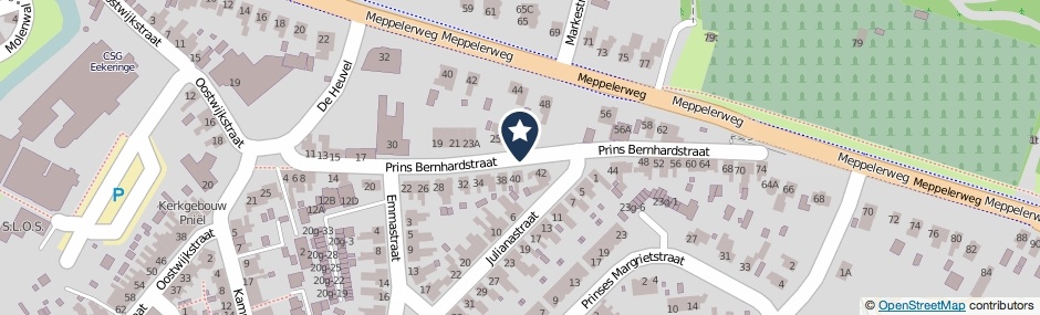 Kaartweergave Prins Bernhardstraat in Steenwijk