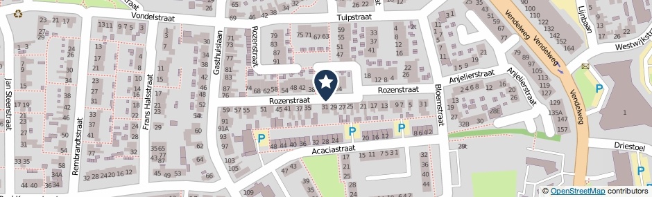 Kaartweergave Rozenstraat in Steenwijk