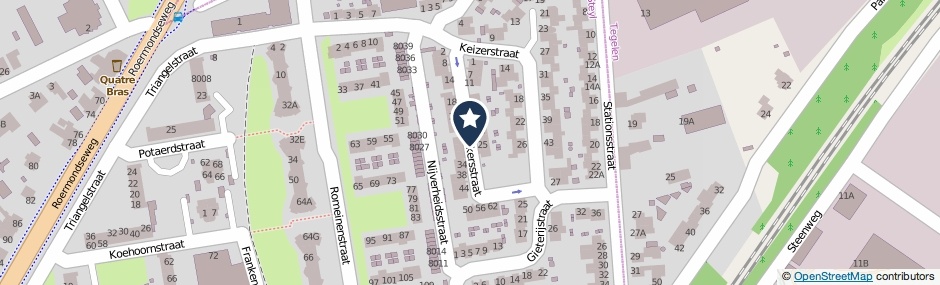 Kaartweergave Modelmakersstraat in Steyl