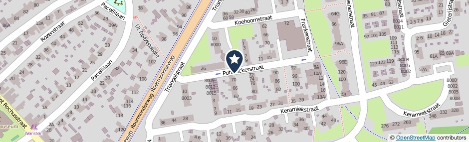 Kaartweergave Pottbeckerstraat in Steyl