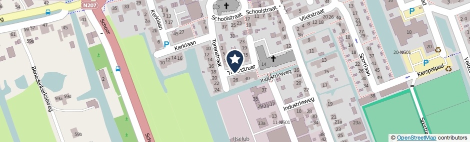 Kaartweergave Torenstraat in Stolwijk