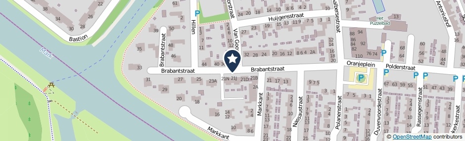 Kaartweergave Brabantstraat in Terheijden
