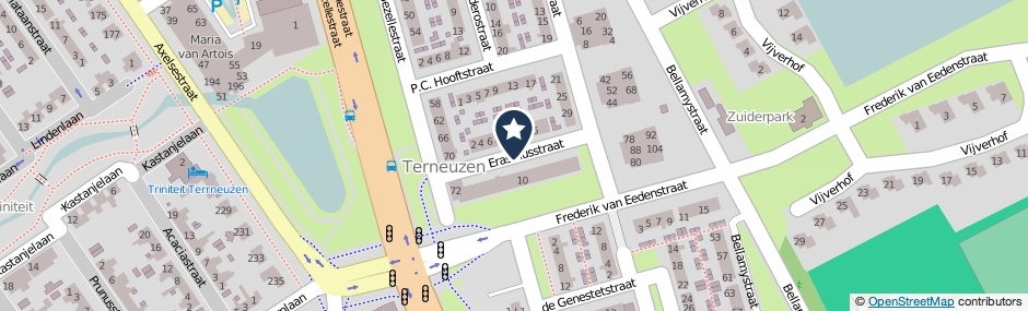 Kaartweergave Erasmusstraat in Terneuzen