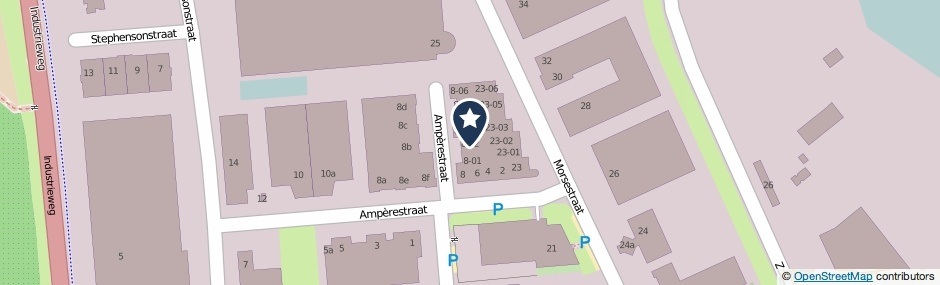 Kaartweergave Amperestraat 8-02 in Tiel