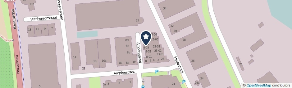 Kaartweergave Amperestraat 8-04 in Tiel
