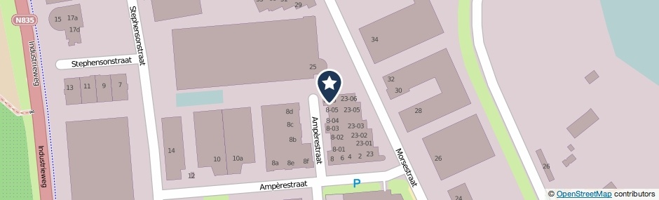 Kaartweergave Amperestraat 8-06 in Tiel