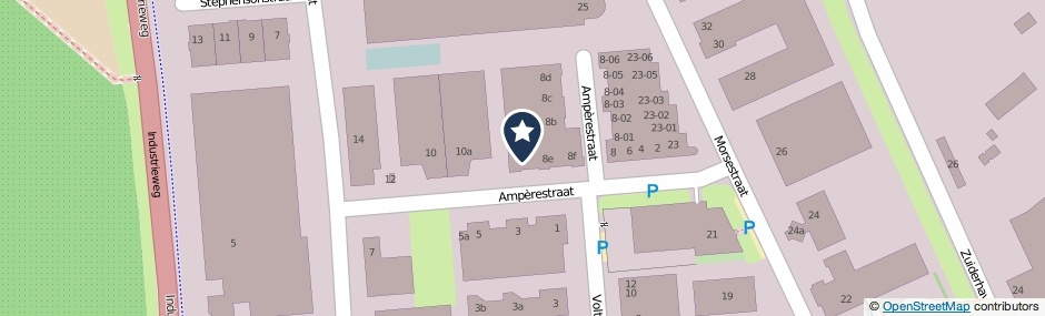 Kaartweergave Amperestraat 8-A in Tiel