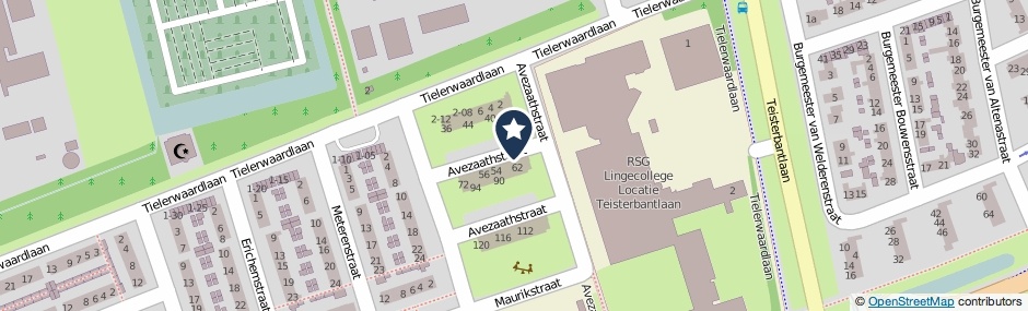 Kaartweergave Avezaathstraat in Tiel