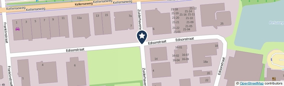 Kaartweergave Edisonstraat in Tiel
