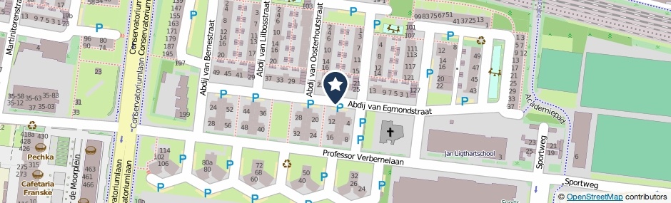 Kaartweergave Abdij Van Egmondstraat in Tilburg