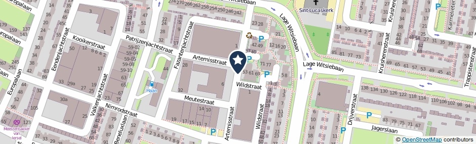 Kaartweergave Artemisstraat in Tilburg