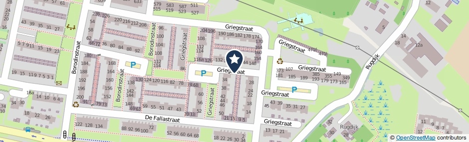 Kaartweergave Griegstraat in Tilburg