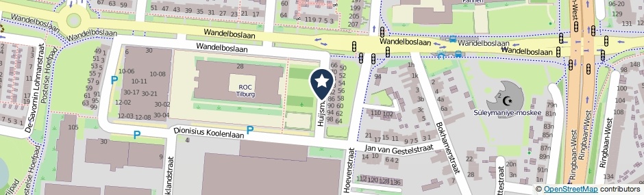 Kaartweergave Huijsmansstraat in Tilburg