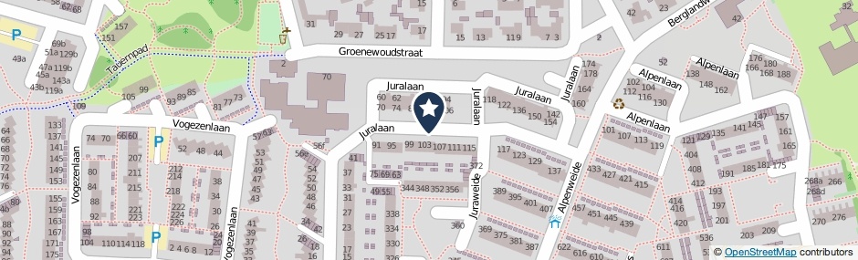 Kaartweergave Juralaan in Tilburg