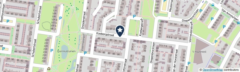 Kaartweergave Koebergstraat in Tilburg