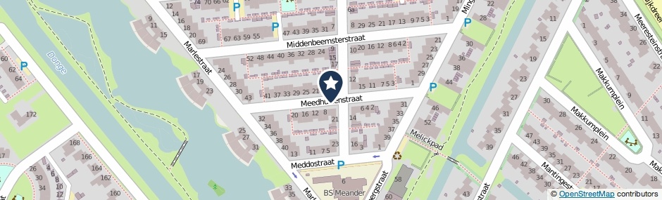 Kaartweergave Meedhuizenstraat in Tilburg