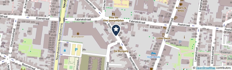 Kaartweergave Noordstraat in Tilburg