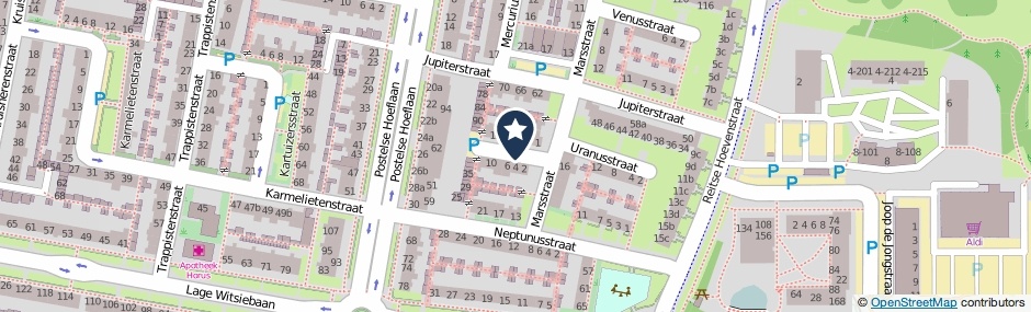 Kaartweergave Saturnusstraat in Tilburg