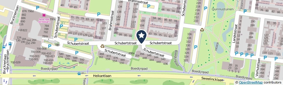 Kaartweergave Schubertstraat in Tilburg