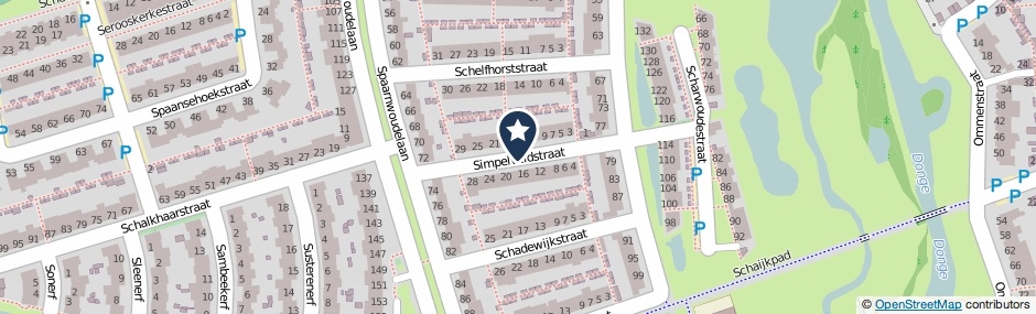 Kaartweergave Simpelveldstraat in Tilburg